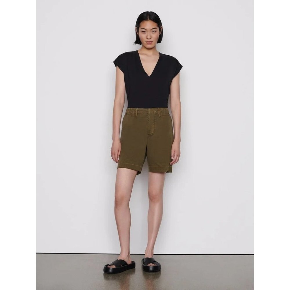 New Frame Women's Size 27 Le Tomboy Trouser Short Chino Olive Moss Green Long